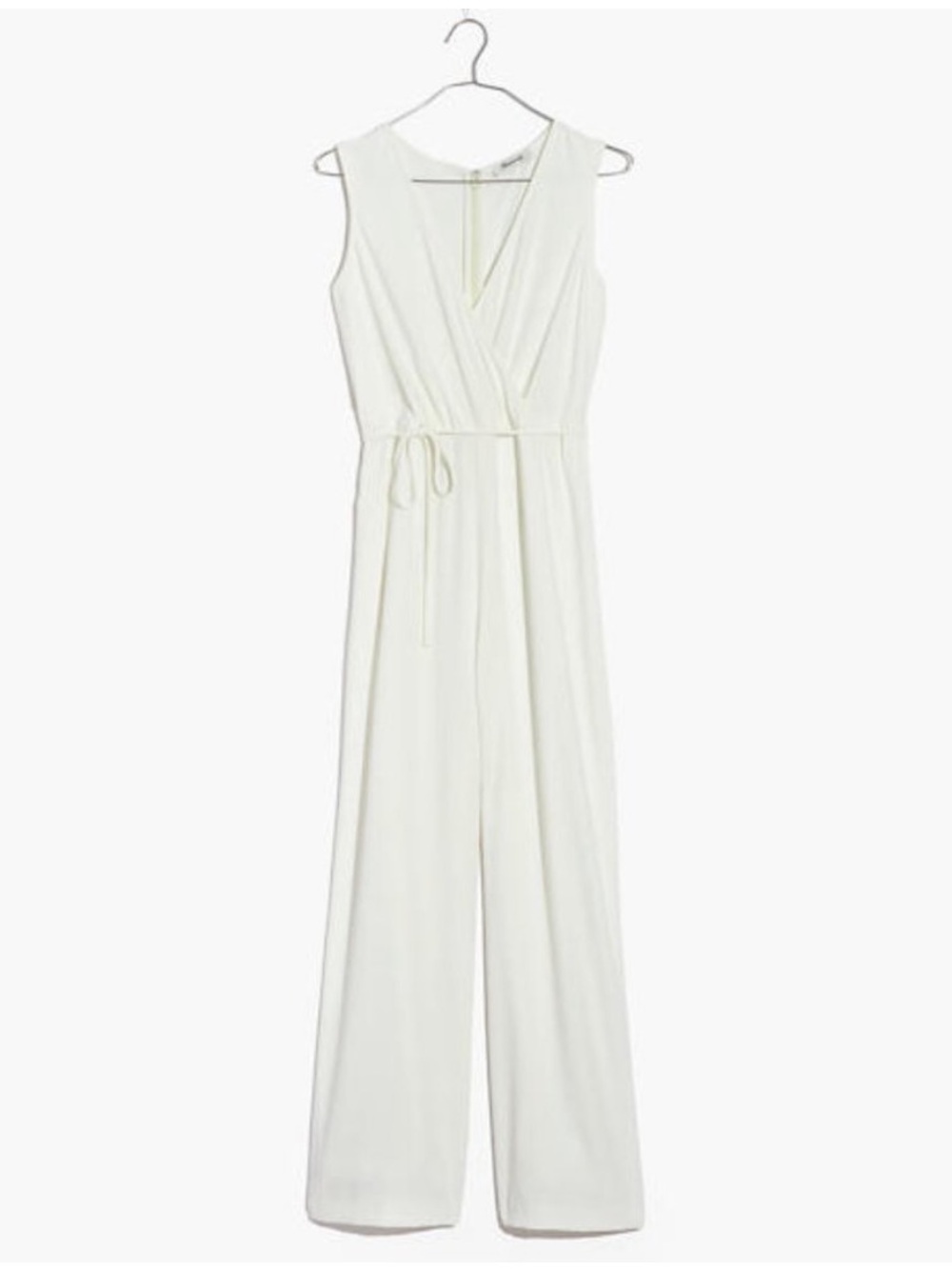 Madewell white tie waist wide leg wrap jumpsuit size 12